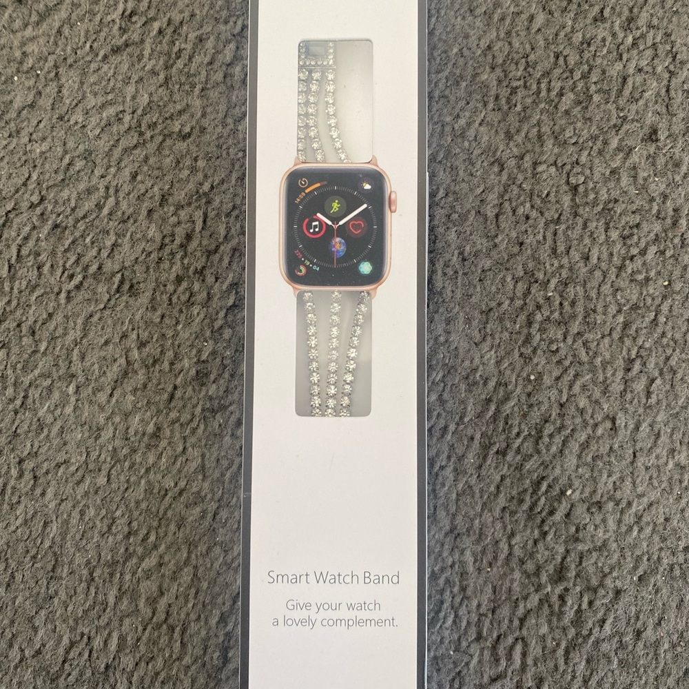 NWOT Smart Watch Band with Crystal Accents -silver